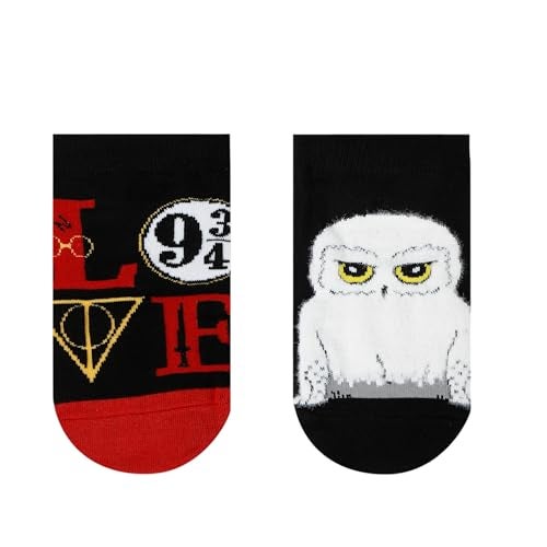 BALENZIA SocksXpress Harry Potter LOVE Symbol & Hedwig Fur Lowcut Socks for Women | Made with Cotton and Spandex Lowcut Ankle socks for women (Pack of 2)- Black & White - Image 1