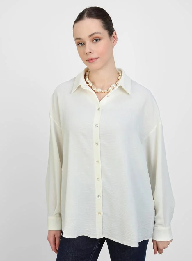 Refka by modanisa Refka by modanisa Solid Relaxed Fit Buttoned Shirt