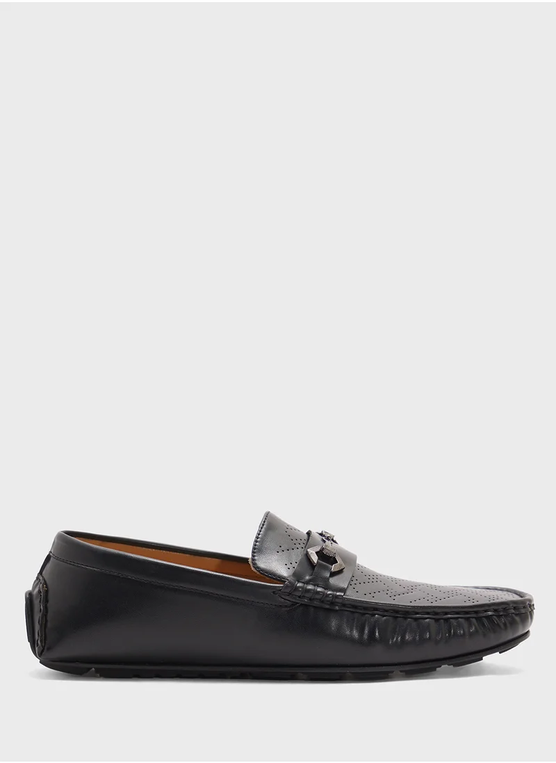 Robert Wood Perforation Detail Casual Loafers