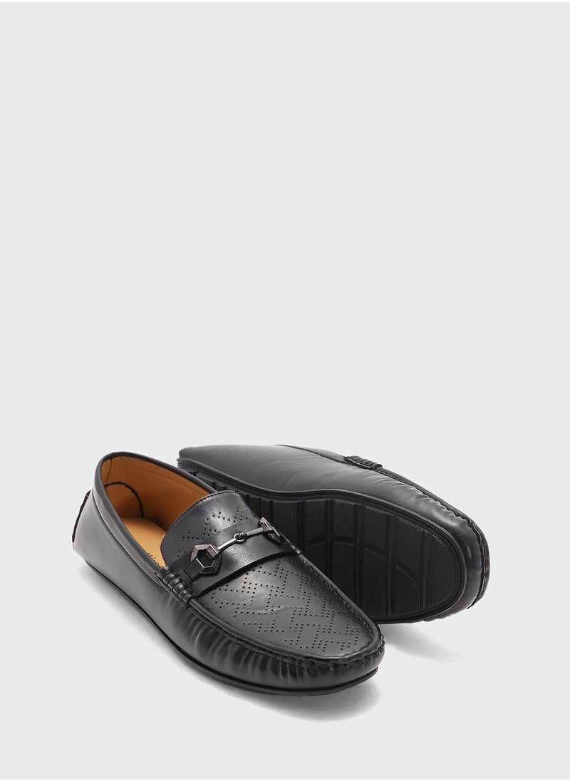 Robert Wood Perforation Detail Casual Loafers  - Image 3