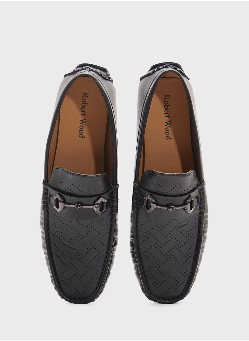 Robert Wood Perforation Detail Casual Loafers  - Image 4