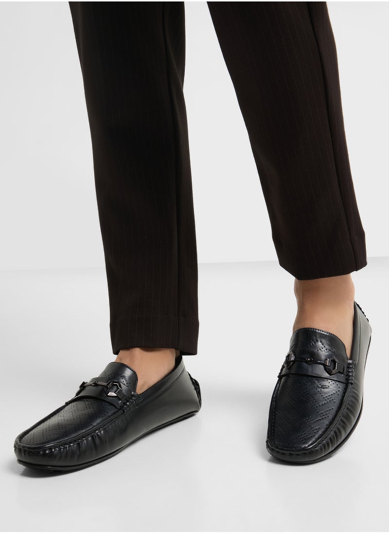 Robert Wood Perforation Detail Casual Loafers  - Image 5