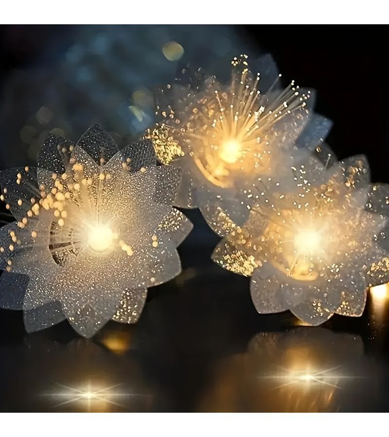 1 مصباح زهور ليفي ضوئي LED ساحر بطول 200 سم / 78.74 بوصة مع 10 لمبات LED ومظلة بلاستيكية، ضوء دافئ مناسب لغرف النوم وغرف المعيشة وحفلات الزفاف وأعياد الميلاد والمهرجانات واحتفالات رأس السنة والحانات وعرض المتاجر - Image 1