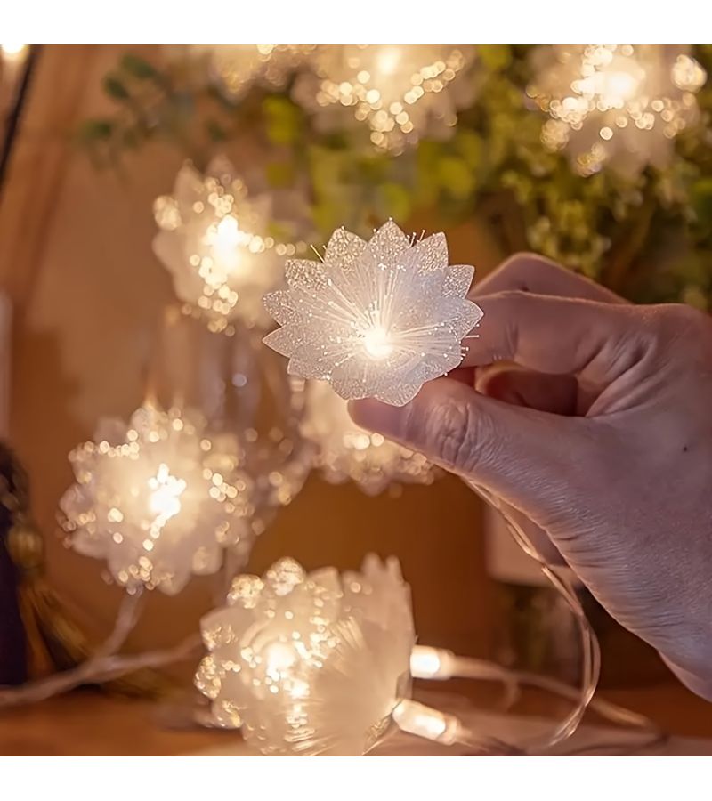 1 مصباح زهور ليفي ضوئي LED ساحر بطول 200 سم / 78.74 بوصة مع 10 لمبات LED ومظلة بلاستيكية، ضوء دافئ مناسب لغرف النوم وغرف المعيشة وحفلات الزفاف وأعياد الميلاد والمهرجانات واحتفالات رأس السنة والحانات وعرض المتاجر - Image 2