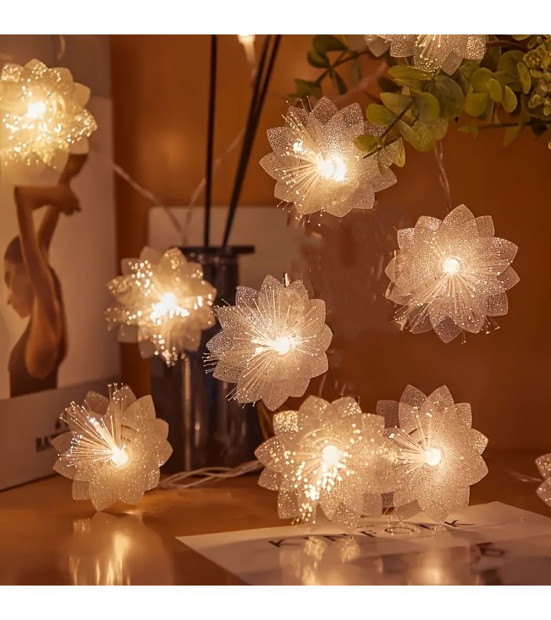 1 مصباح زهور ليفي ضوئي LED ساحر بطول 200 سم / 78.74 بوصة مع 10 لمبات LED ومظلة بلاستيكية، ضوء دافئ مناسب لغرف النوم وغرف المعيشة وحفلات الزفاف وأعياد الميلاد والمهرجانات واحتفالات رأس السنة والحانات وعرض المتاجر - Image 4