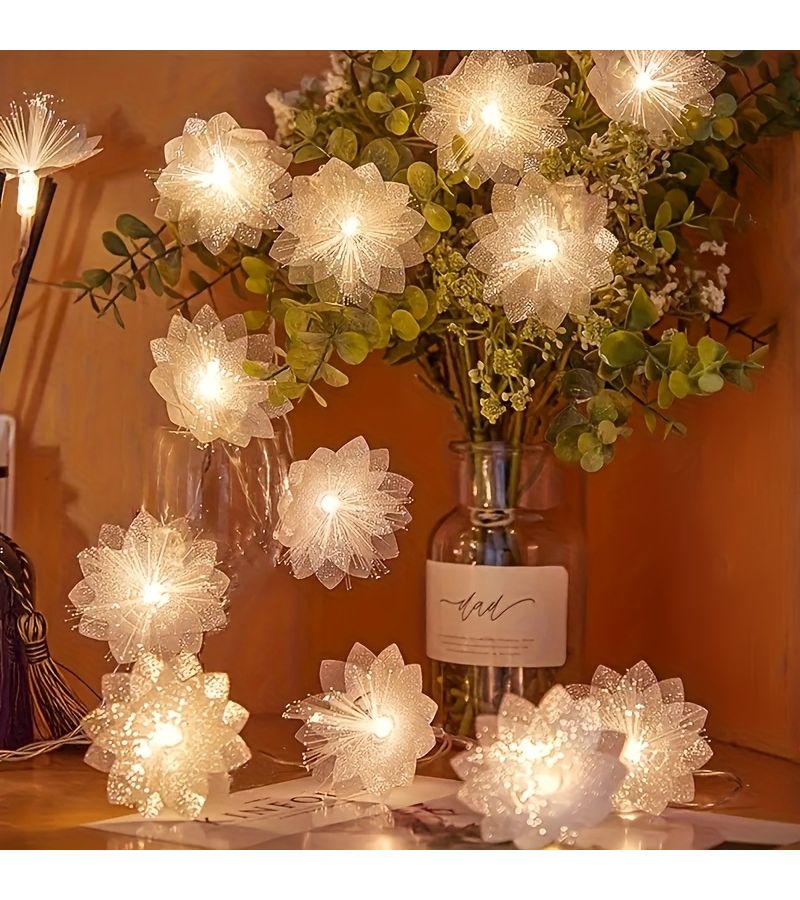 1 مصباح زهور ليفي ضوئي LED ساحر بطول 200 سم / 78.74 بوصة مع 10 لمبات LED ومظلة بلاستيكية، ضوء دافئ مناسب لغرف النوم وغرف المعيشة وحفلات الزفاف وأعياد الميلاد والمهرجانات واحتفالات رأس السنة والحانات وعرض المتاجر - Image 5