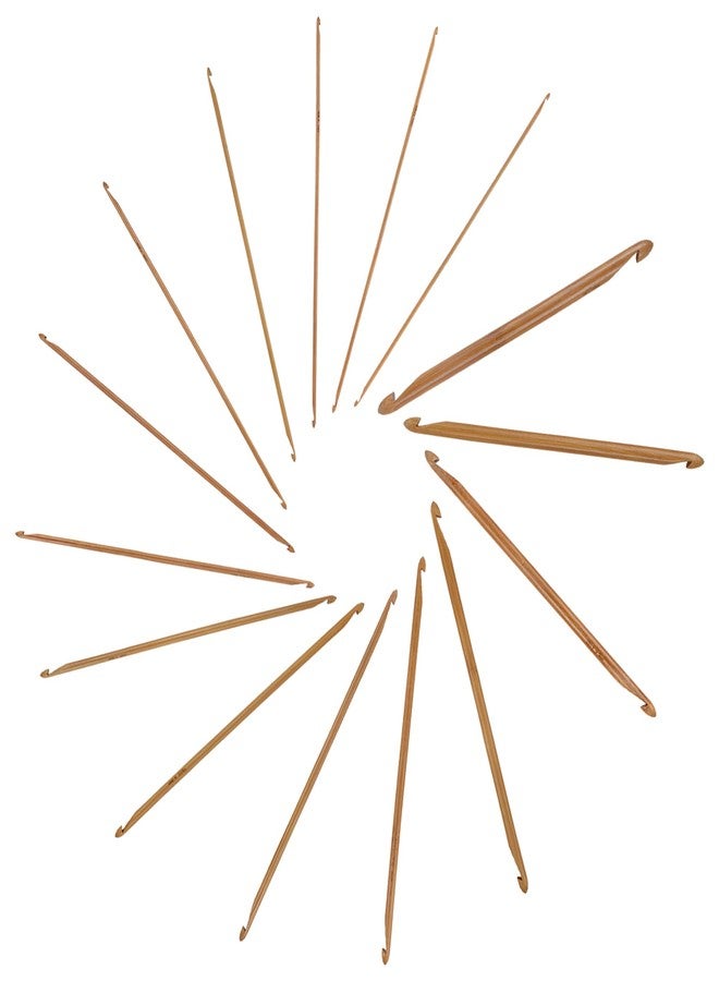 بامبو إم إن مجموعة إبر كروشيه تونسية مزدوجة الأطراف من الخيزران من جوبيلي يارن - بني كربوني - 15 مقاسًا - Image 1