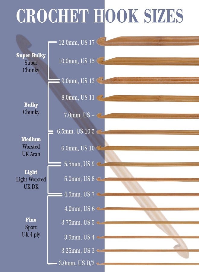 بامبو إم إن مجموعة إبر كروشيه تونسية مزدوجة الأطراف من الخيزران من جوبيلي يارن - بني كربوني - 15 مقاسًا - Image 5