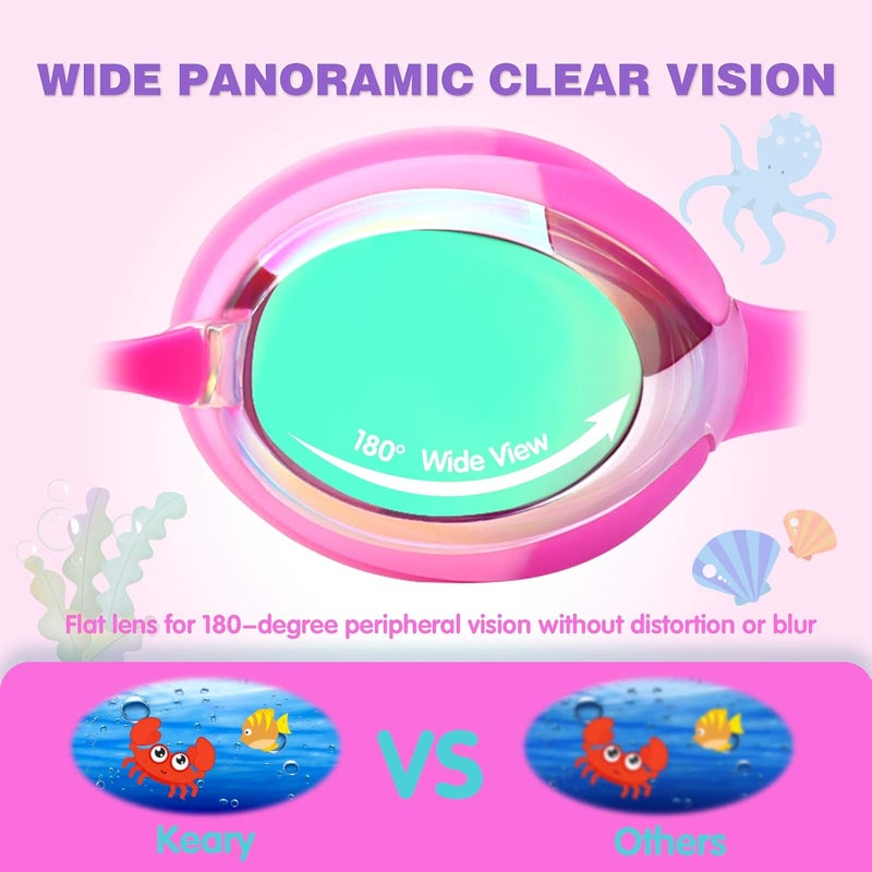 Keary Kids Swim Goggles for Toddler Kids Youth(3-12),Anti-Fog Waterproof Anti-UV Clear Vision Water Pool Goggles - Image 5