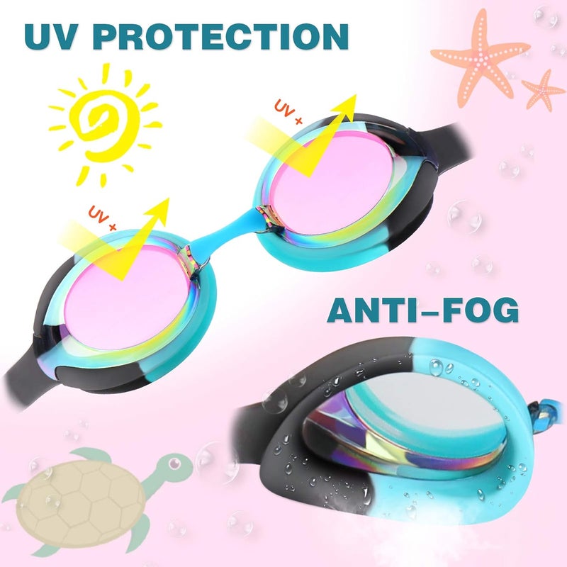 Keary Kids Swim Goggles for Toddler Kids Youth(3-12),Anti-Fog Waterproof Anti-UV Clear Vision Water Pool Goggles - Image 4
