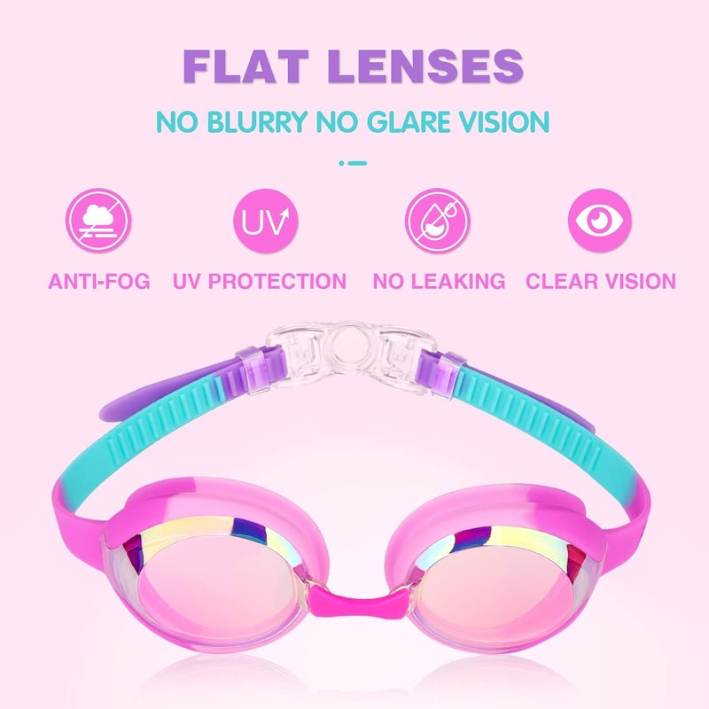 Keary Kids Swim Goggles for Toddler Kids Youth(3-12),Anti-Fog Waterproof Anti-UV Clear Vision Water Pool Goggles - Image 2