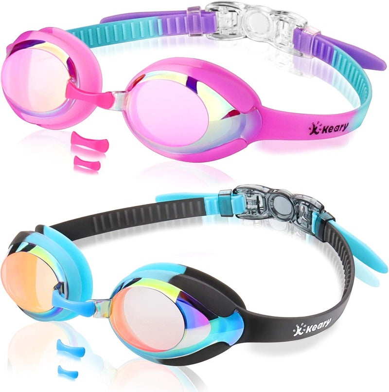 Keary Kids Swim Goggles for Toddler Kids Youth(3-12),Anti-Fog Waterproof Anti-UV Clear Vision Water Pool Goggles - Image 1