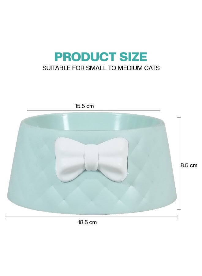 أن ان سي بيتس وعاء طعام للقطط مصنوع من مادة بلاستيكية متينة، وديكور على شكل عقدة، وقاعدة مطاطية مانعة للانزلاق، وعاء طعام مقاوم للانسكاب للقطط والكلاب الصغيرة، مثالي للاستخدام الداخلي/الخارجي (18.5 سم) - Image 2