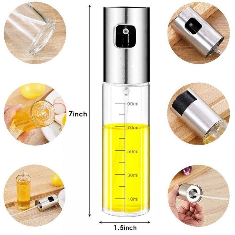 Kosh Oil Spray Bottle Sprayer Oil Sprayer Dispenser for Cooking Refillable Transparent Vinegar Bottle Oil Dispenser 100ml for BBQMaking SaladBakingRoastingGrillingFrying Kitchen Pack of 6 - Image 2
