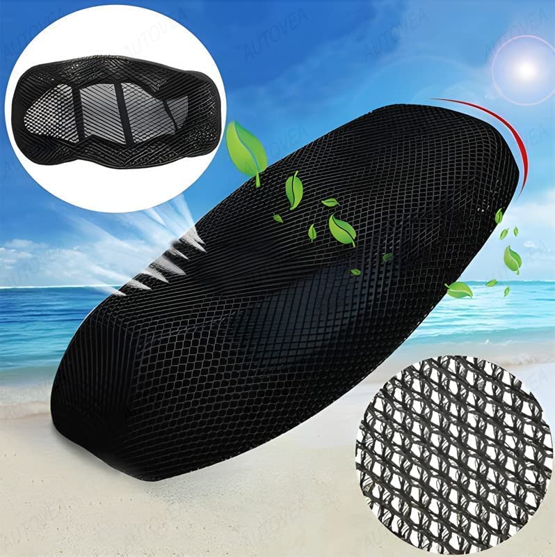 Autovea Anti-Slip 3D Nylon Mesh Stretchable Net Bike/Scooty Seat Cover Cushion (Black) Compatible with TVS Apache RTR 160 4V - Image 3