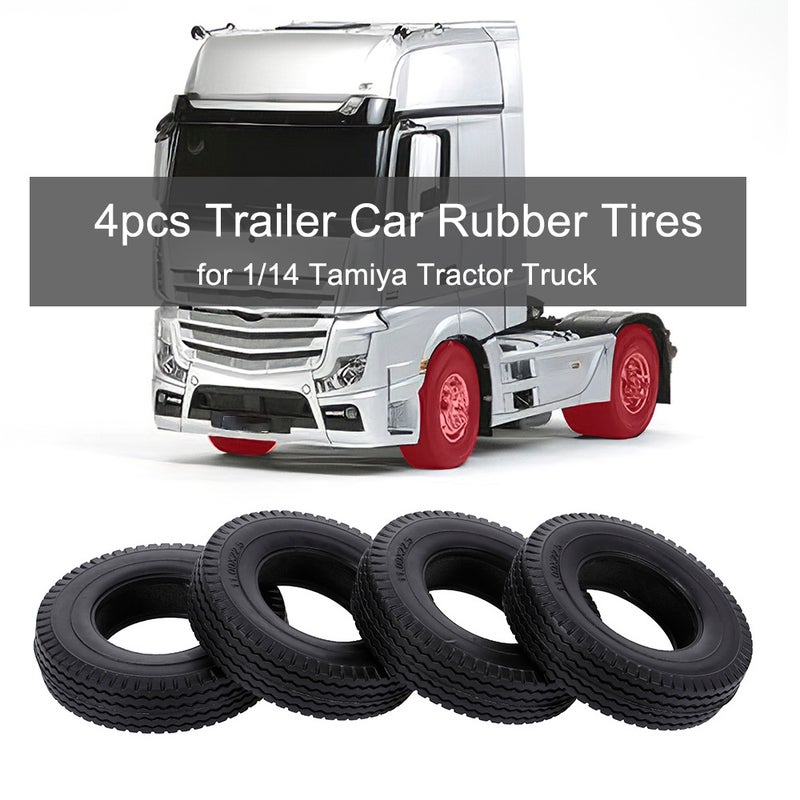 4pcs Trailer Car Rubber Tires for 1/14 Tamiya Tractor Truck RC Climber Trailer - Image 1
