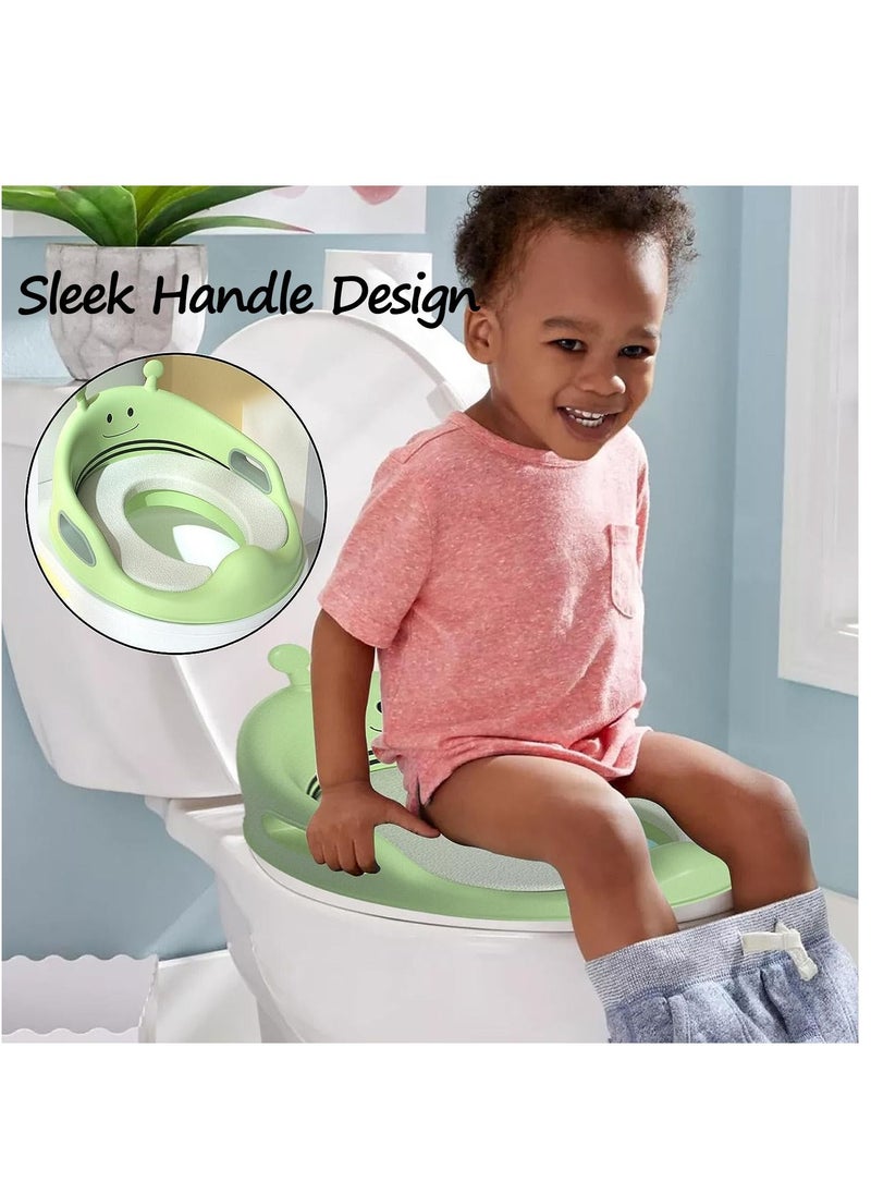 Arabest - Potty Training Seat, Portable Toddler Toilet Seat with Handle and Backrest, Toilet Coach Ring for Boys and Girls (Green) - Image 1