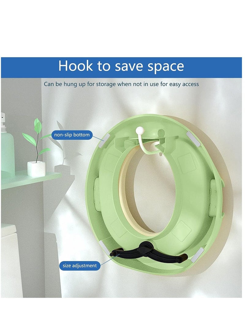 Arabest - Potty Training Seat, Portable Toddler Toilet Seat with Handle and Backrest, Toilet Coach Ring for Boys and Girls (Green) - Image 1