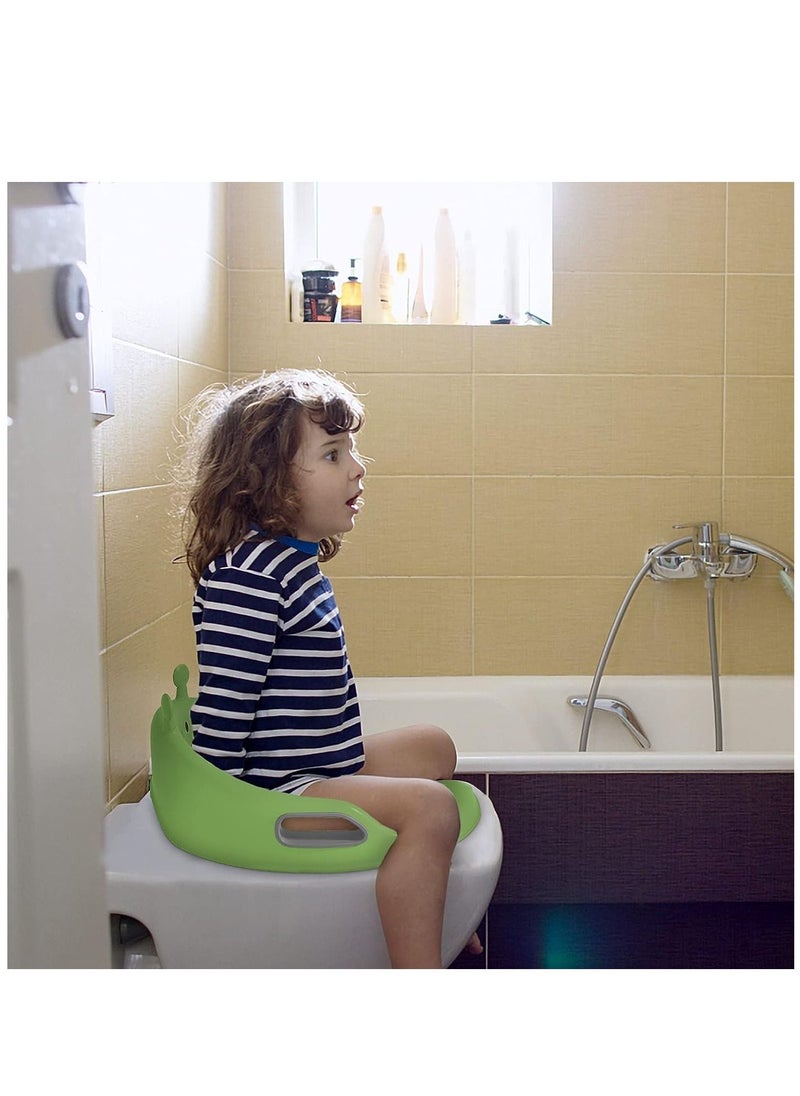 Arabest - Potty Training Seat, Portable Toddler Toilet Seat with Handle and Backrest, Toilet Coach Ring for Boys and Girls (Green) - Image 1