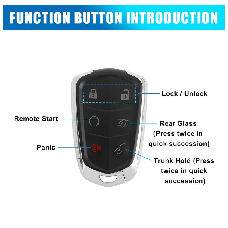 X AUTOHAUX New Car Keyless Remote Key Fob Shell Case Black HYQ2AB for Cadillac Escalade 2015 2016 2017 2018 - Image 3