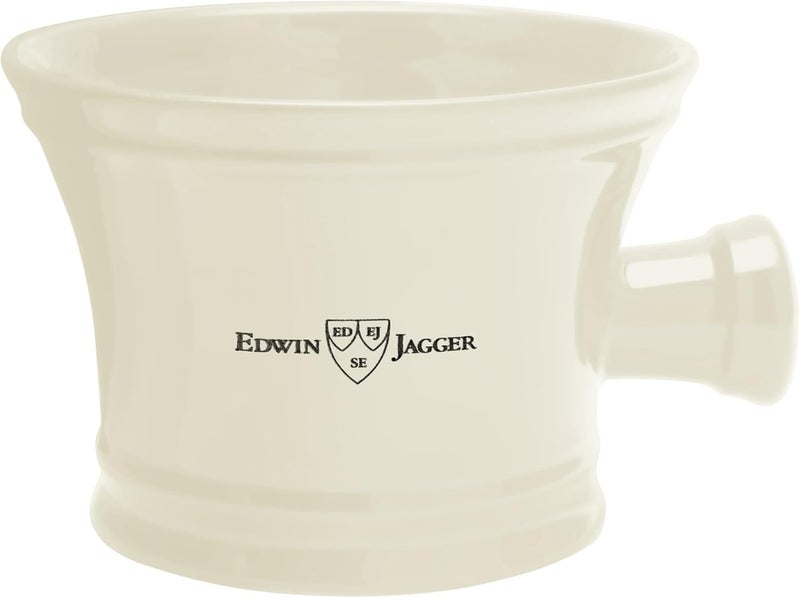 Edwin Jagger RN47 Traditional Porcelain Luxury Shaving Bowl with Handle for Shaving Cream or Soap - Ivory - Image 1