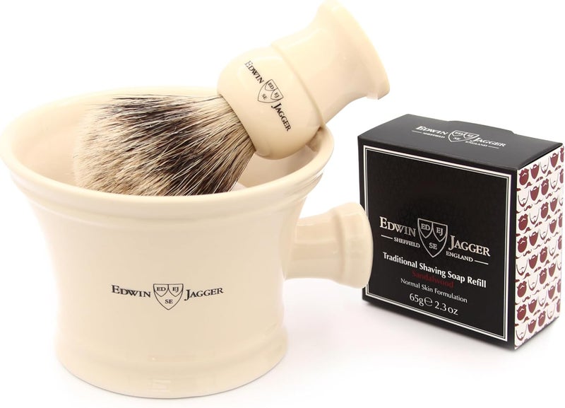 Edwin Jagger RN47 Traditional Porcelain Luxury Shaving Bowl with Handle for Shaving Cream or Soap - Ivory - Image 3