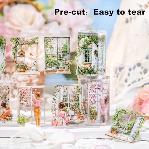 AuriicLeaf Spring PET Tape Set, 6 Rolls Pre-Cut Aesthetic Stickers for Scrapbooking, Journaling, DIY Crafts, and Collage Art - Image 2