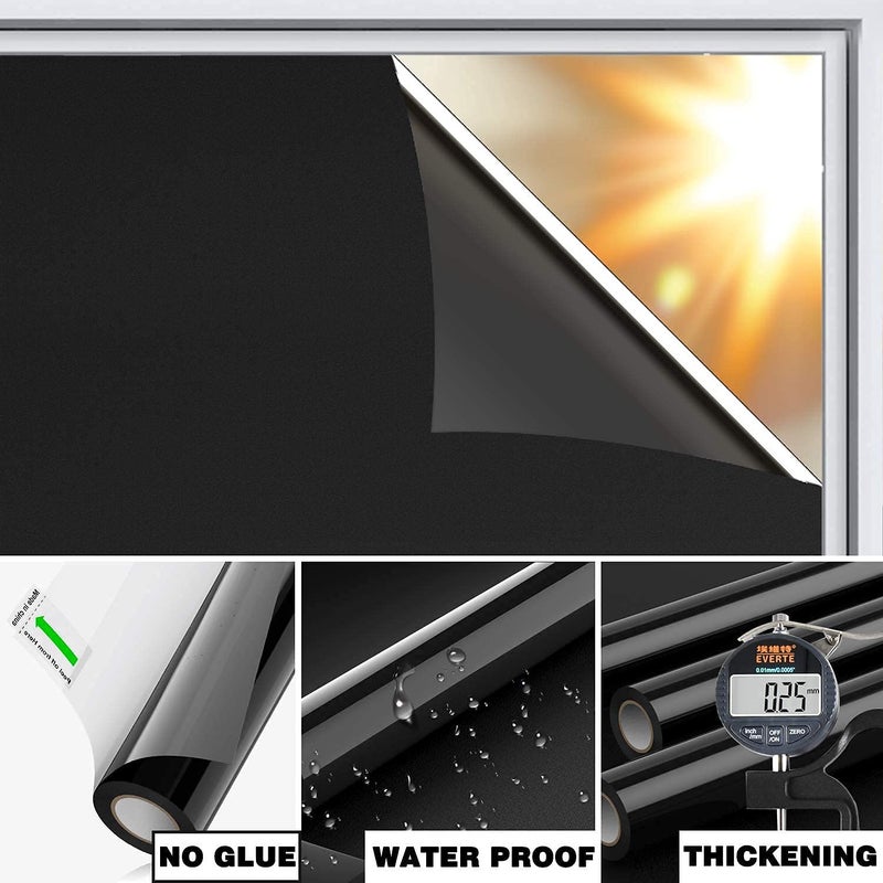 Sun Bird Blackout Window Film Totally Privacy 99.9% Light Blocking Window Heat Control Anti-UV Static Cling Window Film for Privacy Night Working Baby Room and Day Sleeping (20 X 100 Inches) - Image 4