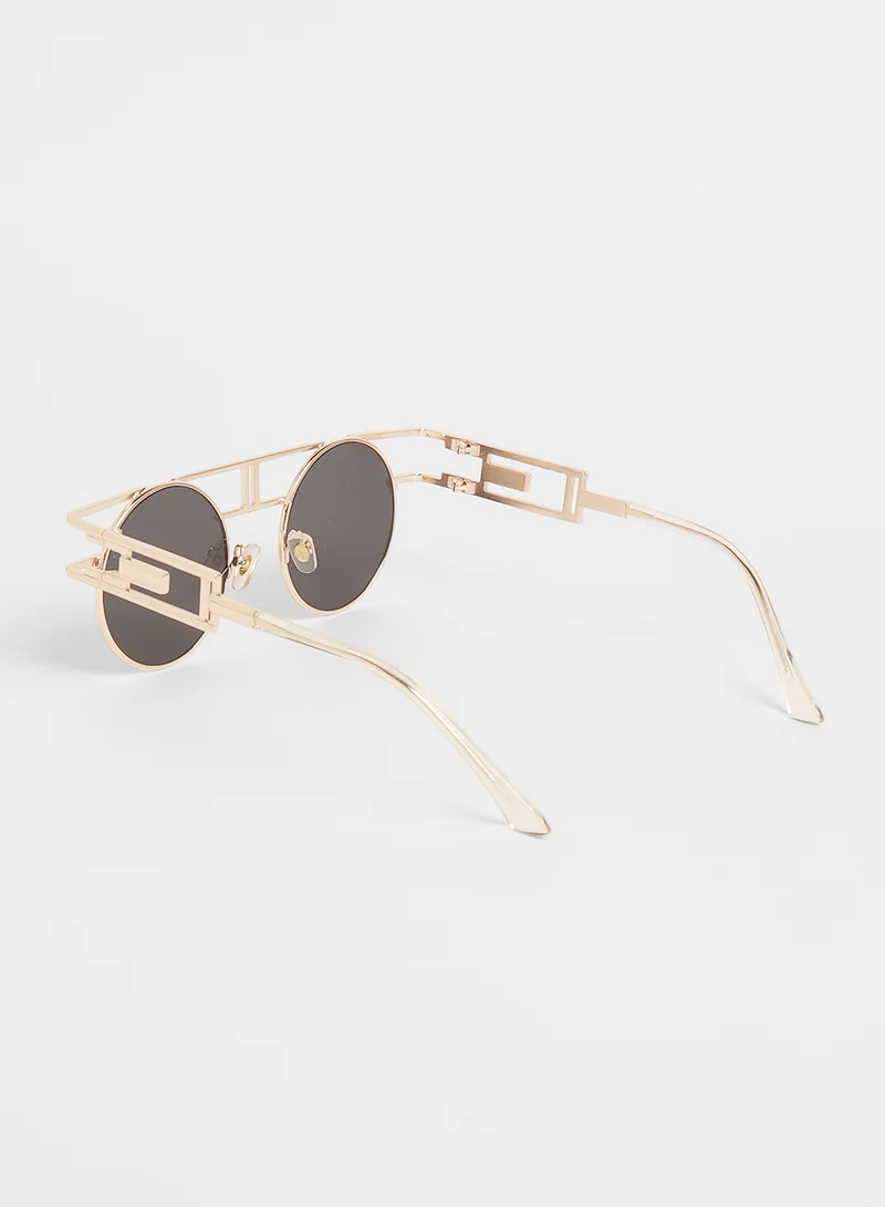 Haute Sauce  Haute Sauce Women's The Indie Round Sunglasses For Casual Wear | One-Size | Champayne Gold Alloy Frame | Midnight Black Polarized Lens | Full Rim | Eyewear For Woman & Girls  | Best Price UAE