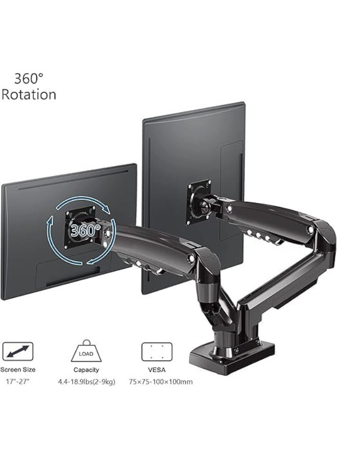 Dual Arm Monitor Desk Mount – Full Motion Swivel & Tilt Bracket for 18 to 30-Inch LED/LCD Screens, Heavy-Duty Universal Dual Monitor Stand - Image 3