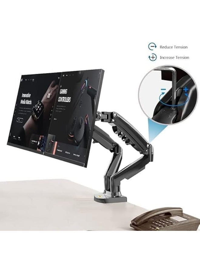 Dual Arm Monitor Desk Mount – Full Motion Swivel & Tilt Bracket for 18 to 30-Inch LED/LCD Screens, Heavy-Duty Universal Dual Monitor Stand - Image 2