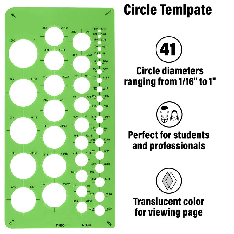 Westcott T-800 Small Circles Template, Plastic Geometric Shapes Template Tool for Drawing and Drafting - Image 5