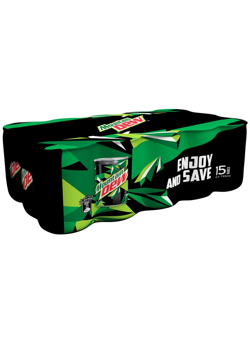 Mountain Dew Carbonated Soft Drink Mini Cans 15 x 155ml  - Image 1