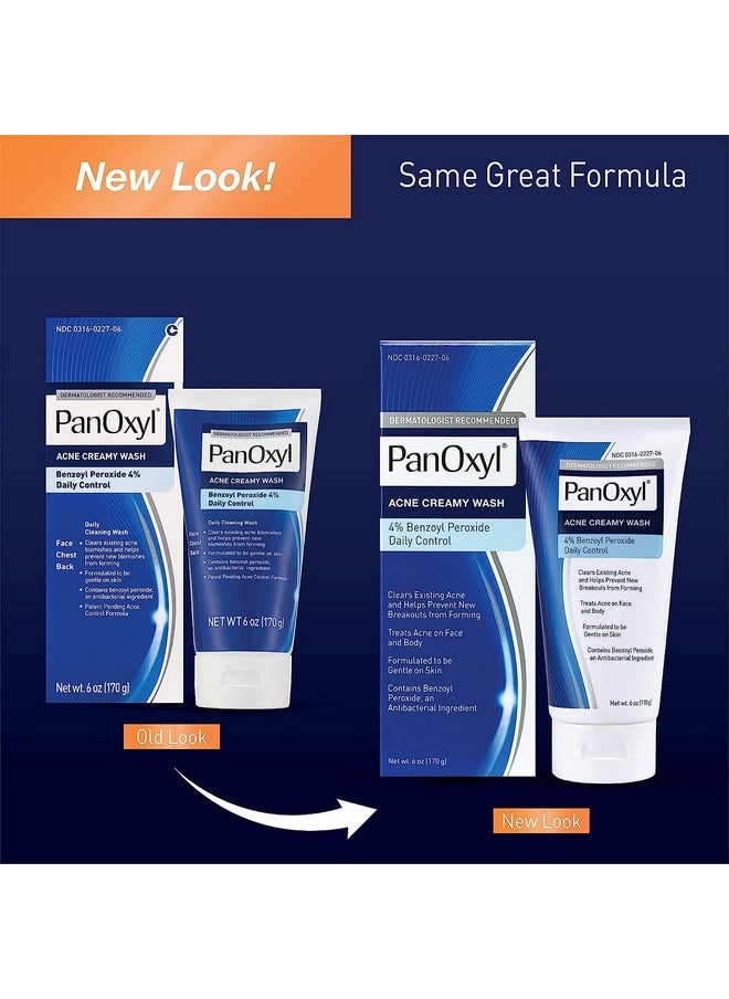 abreva - Panoxyl 4% Benzoyl Peroxide Creamy Acne Wash 6 Ounce (Value Pack Of 5) - Image 1