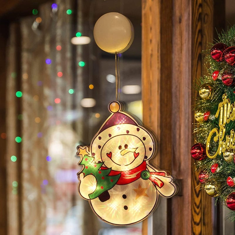 comfrt Christmas Window Hanging Lights, Christmas Lighted Window Decorations 10 LED Lights with Suction Cup Battery Powered Novelty Hanging Lights Window Lights for Christmas Tree Party - Image 1