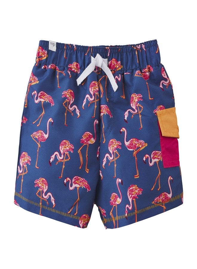 Mud Pie Boys Toddler Swim Trunks, Flamingo, Large - Image 1