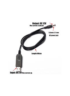 erorex محول USB إلى DC 12V 2.1 مم × 5.5 مم محول USB 5 فولت إلى 12 فولت مرفاع تيار مستمر سلك طاقة USB إلى DC بطول 3.3 قدم و1 متر  - Image 2