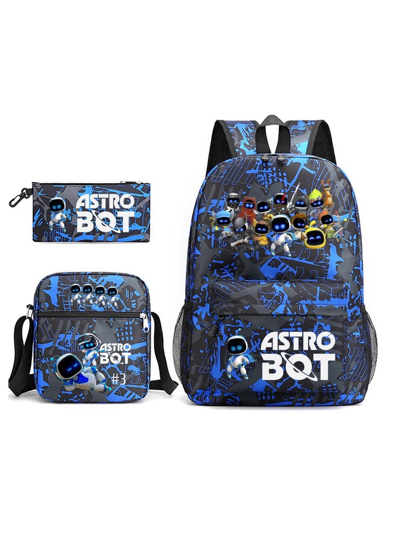 General New ASTRO/BOT three-piece schoolbag, shoulder bag, pencil bag, male and female students, campus large-capacity backpack, suitable for children aged 5-13  - Image 1
