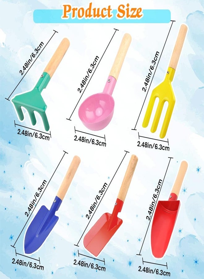 Katroiy 6 Piece Kids Gardening Tools, Children Beach Sand Toys, Made of Metal with Sturdy Wooden Handle, Safe Beach Gardening Set, Spoon, Fork, Rake & Shovel, Gifts for Kids - Image 5