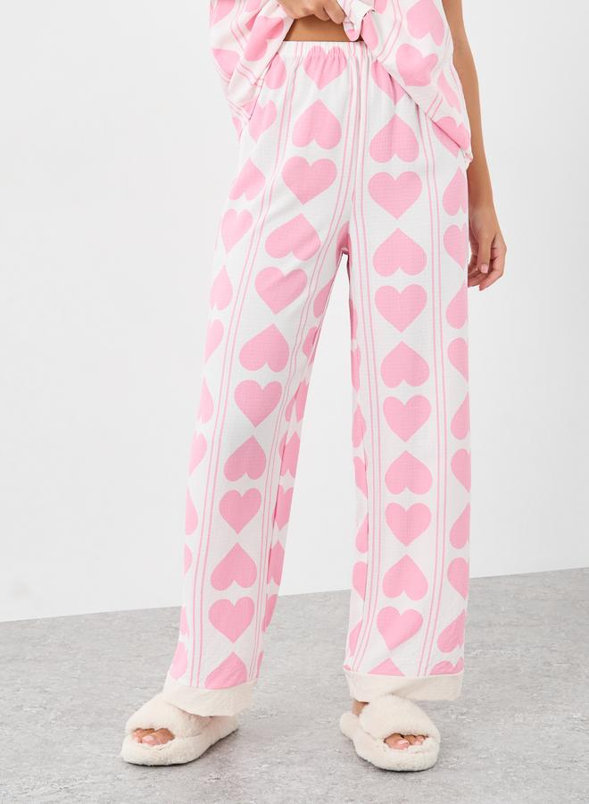 ستايلي طقم بيجامة وقميص بطبعة خطوط على شكل قلب - Image 5