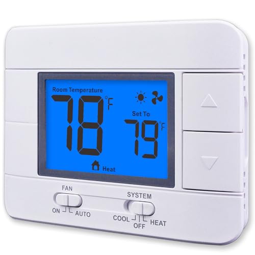 Aowel Non Programmable Thermostat for Home 1 Heat/ 1 Cool Single-Stage System, with Room Temperature Monitor (LCD Blue Backlit Screen) - Image 1