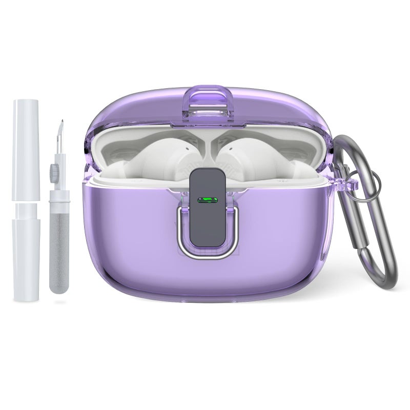 Wacanc Transparent TPU Protective Cover with Carabiner for JBL Vibe Beam 2 Charging Case, Compatible with JBL Vibe 200TWS/JBL Vibe Beam/Beam 2 Lock Clip Case Cover Clear with Cleaner Kit - Image 1