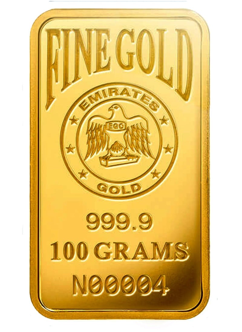 Emirates Gold Emirates 100g Gold Bar Fine Gold 999.9 Purity - 100 Grams  - Image 1
