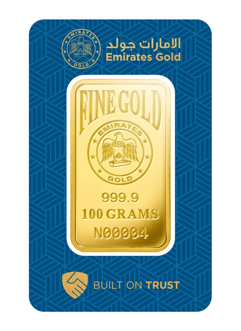Emirates Gold Emirates 100g Gold Bar Fine Gold 999.9 Purity - 100 Grams  - Image 3