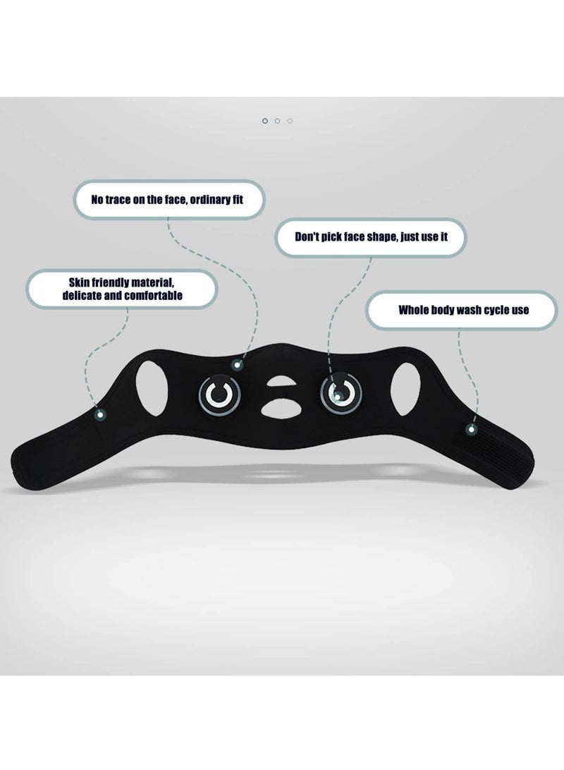 SYOSI V Face Massage Belt, Electric Face Lift Mask Face Slimming Belt Black USB Charge EMS 2 Modes 10 Gears Face Skin Tightening Device, Electric Double Chin Reducer Anti Aging V Line Up Lift Belt - Image 2