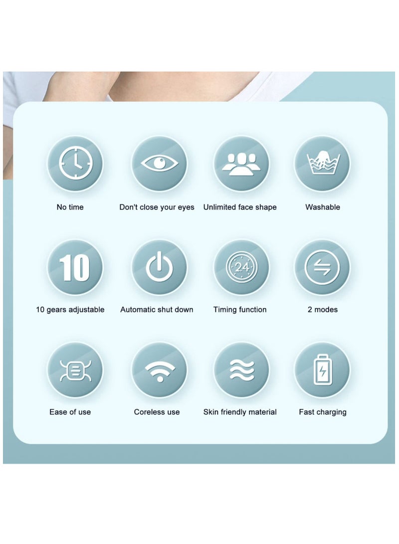 SYOSI V Face Massage Belt, Electric Face Lift Mask Face Slimming Belt Black USB Charge EMS 2 Modes 10 Gears Face Skin Tightening Device, Electric Double Chin Reducer Anti Aging V Line Up Lift Belt - Image 3