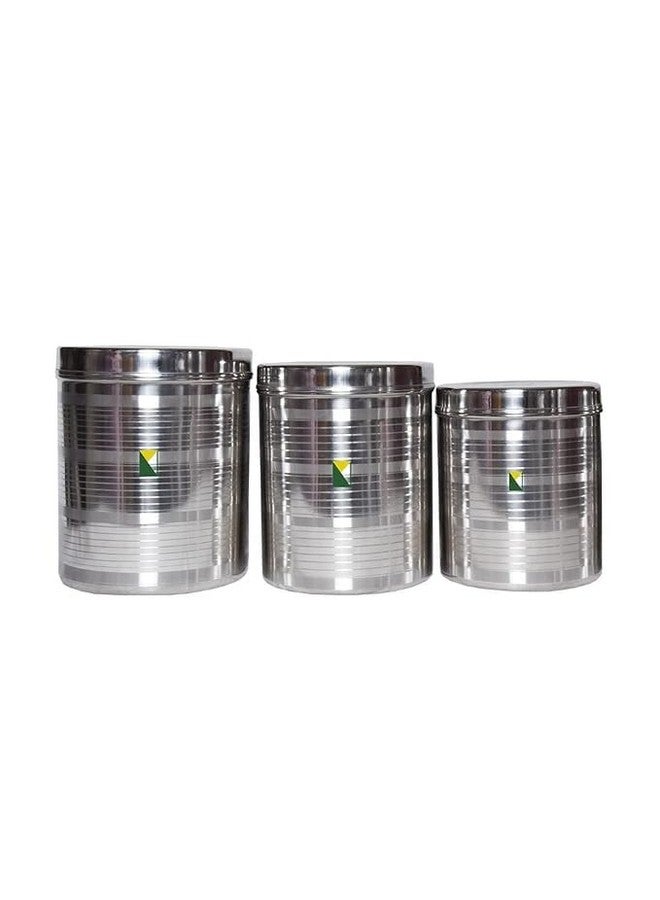 KITCHEN NEXT Stainless Steel dabba Container 8 kg to 10 kg Size 3 pcs Steel dibba jumbo Set kitcnen Utility Container (Pack of 3, Silver) - Image 1