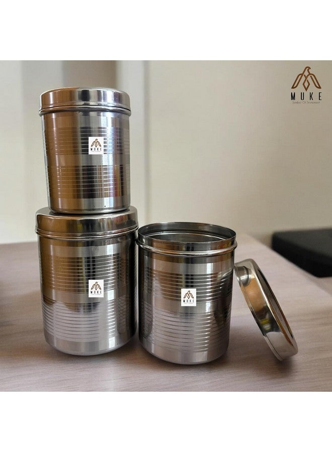 KITCHEN NEXT Stainless Steel dabba Container 8 kg to 10 kg Size 3 pcs Steel dibba jumbo Set kitcnen Utility Container (Pack of 3, Silver) - Image 5