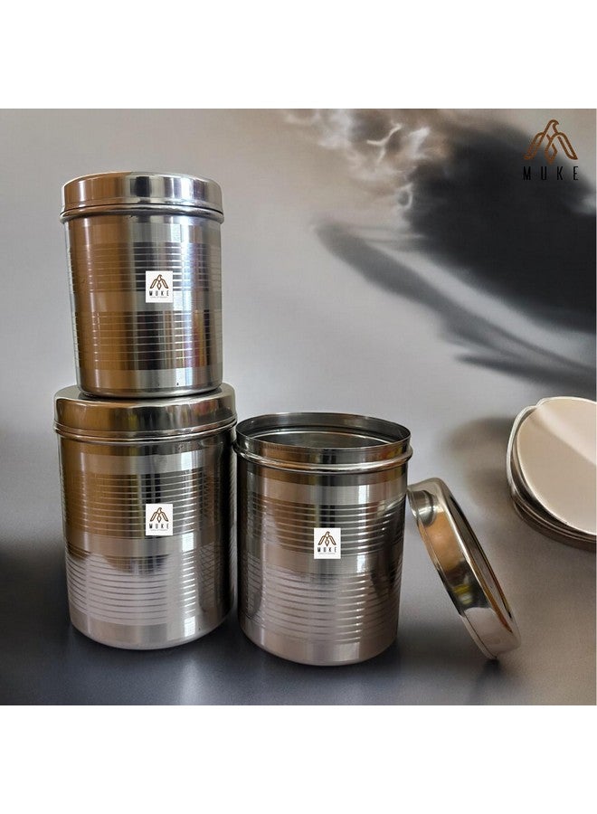 KITCHEN NEXT Stainless Steel dabba Container 8 kg to 10 kg Size 3 pcs Steel dibba jumbo Set kitcnen Utility Container (Pack of 3, Silver) - Image 3
