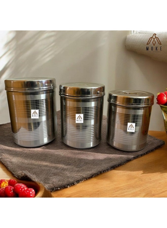 KITCHEN NEXT Stainless Steel dabba Container 8 kg to 10 kg Size 3 pcs Steel dibba jumbo Set kitcnen Utility Container (Pack of 3, Silver) - Image 2
